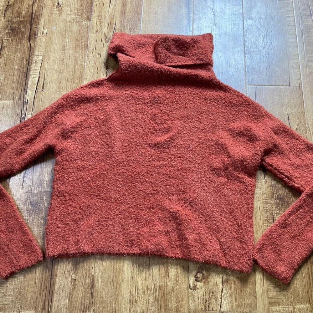 Free People Revolve Women's Large L Burnt Orange Cowl Neck Crop Sweater - Picture 5 of 8
